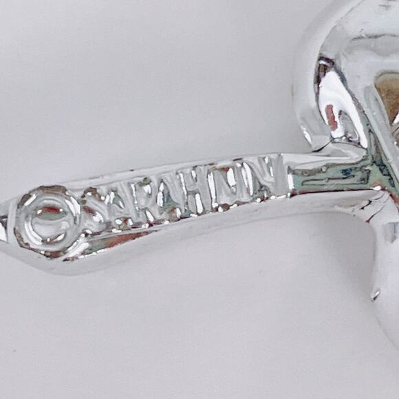 VTG 60s Signed Sarah Coventry Brooch Mid Century Silver Tone Rhinestone Leaf Pin - Picture 8 of 11